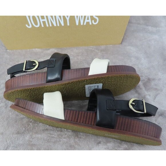 Johnny Was Double Band Leather Sandal Ombre Multicolor Floral Women Size 10 NEW - Picture 7 of 12